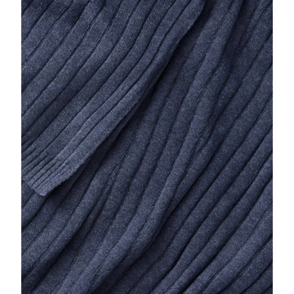 50"x60" Casual Mixed Rib Throw Blanket Navy - Threshold designed with Studio - Picture 2 of 4